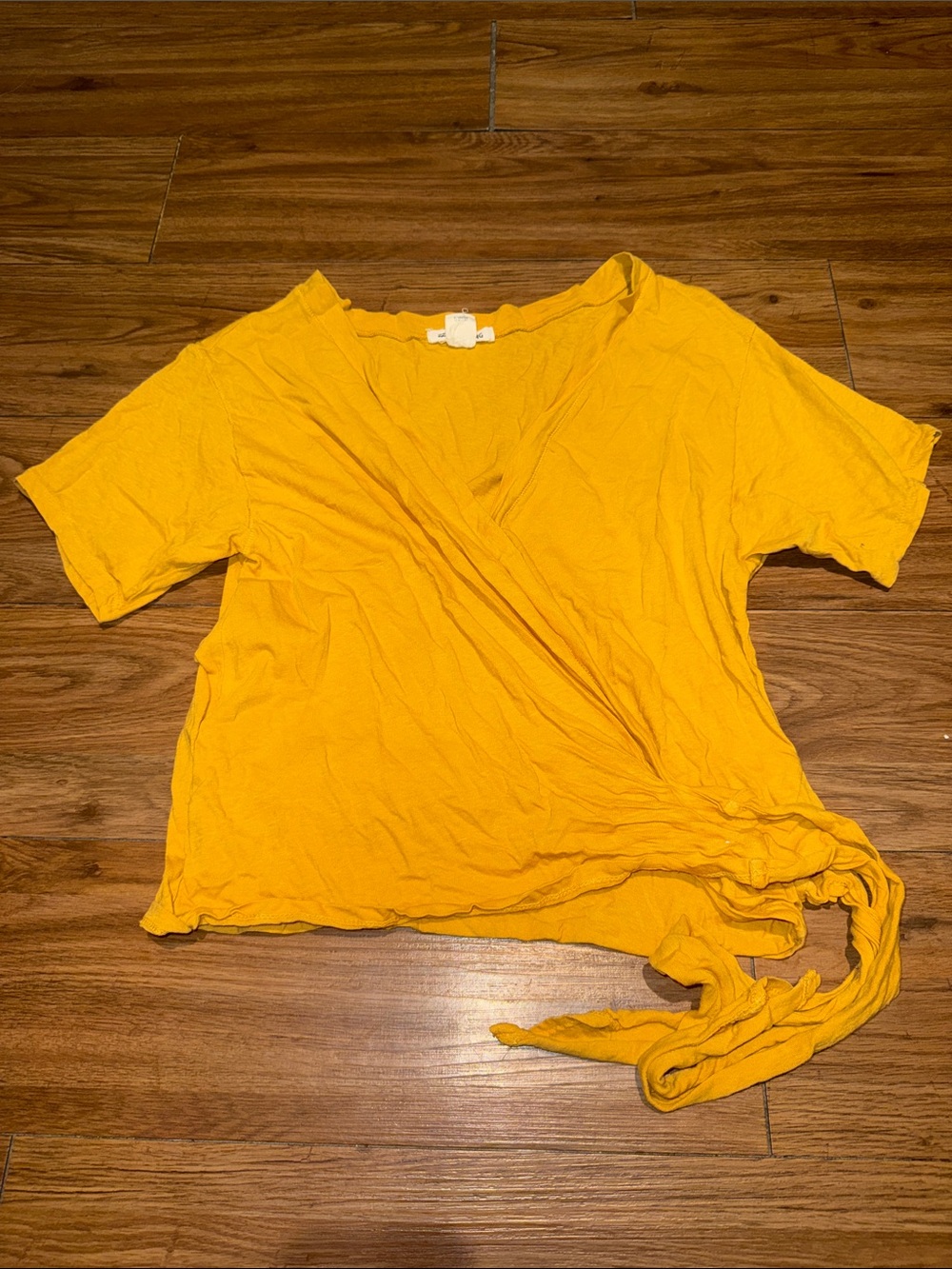 Billabong Yellow Wrap Tie Short-Sleeve Top